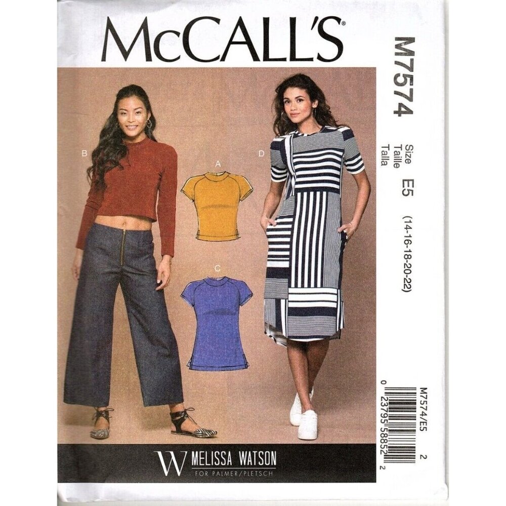 McCall's M7574 Misses 14 to 22 Tops, Tunic and Dress Uncut Sewing Pattern New